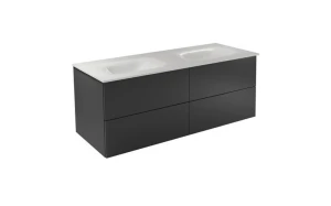 Besco Zestaw szafka Akya Classic 131 gun metal z umywalką biały połysk #KAC-131 -PGC