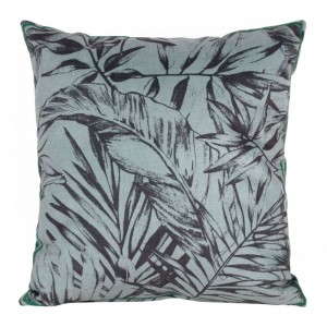 Poszewka welwetowa szara 45x45 cm z nadrukiem liści, 100% poliester
