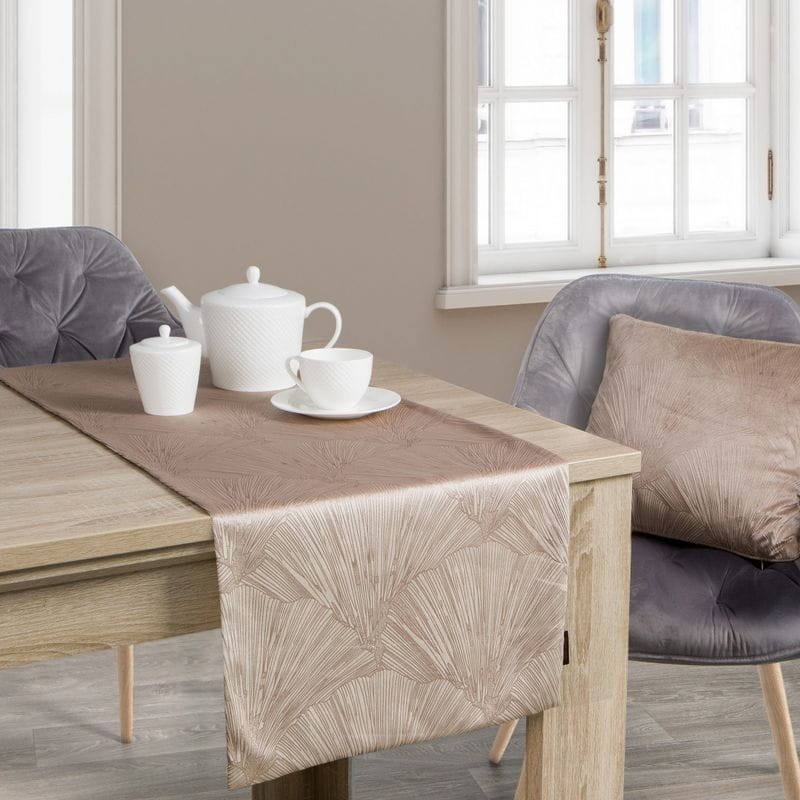 OBRUS BIEŻNIK WELUROWY VELVET 40 X 140 CM BEŻOWY