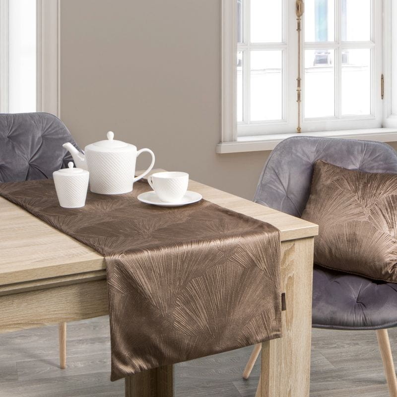 OBRUS BIEŻNIK WELUROWY VELVET 40 X 140 CM BRĄZOWY