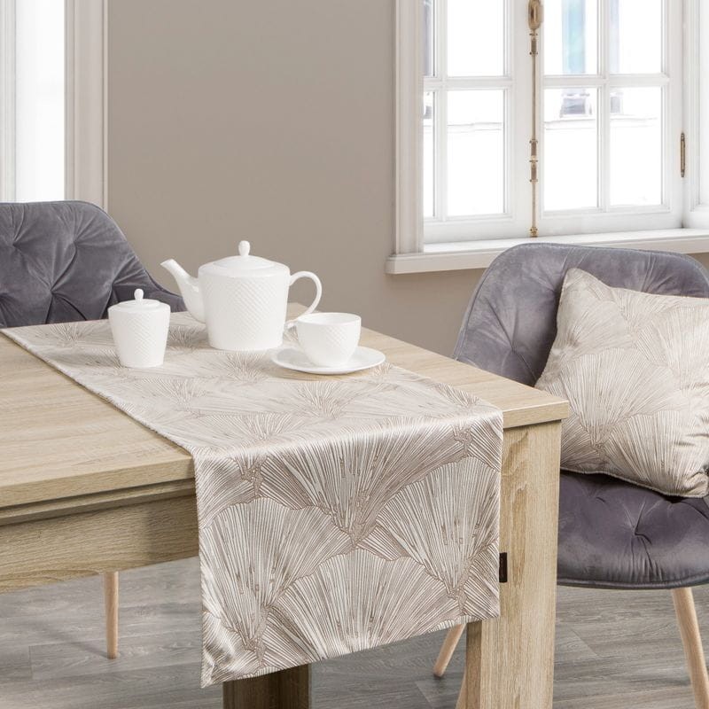 OBRUS BIEŻNIK WELUROWY VELVET 40 X 140 CM KREMOWY