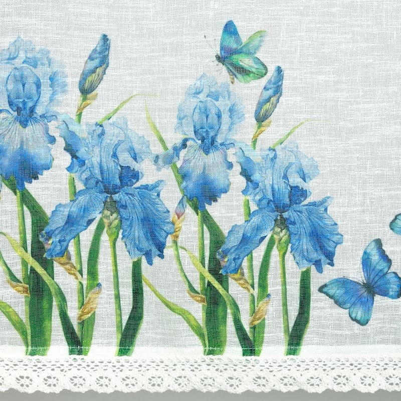 FIRANA ZAZDROSTKA NA TAŚMIE KWIATY 150X30 CM BIAŁA