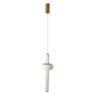 Candellux lampa wisząca mosiężna 15W LED 3000K klosz biały
