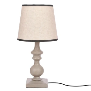 Candellux lampa stołowa CARDINALE 40 cm ciemnoszara z lnianym abażurem