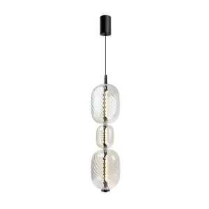 Candellux lampa wisząca PLAYA czarna 12W LED 3000K szklany klosz
