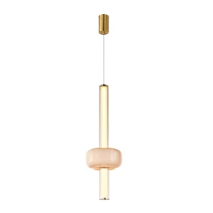 Candellux lampa wisząca mosiężna 15W LED 3000K klosz biały