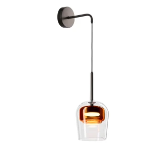 Candellux kinkiet GLAXI czarny 1x9W GX53 szklany klosz brązowy
