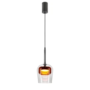 Candellux lampa wisząca GLAXI czarna 1x9W z kloszem szklanym