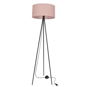 Candellux lampa podłogowa Shanti trójnóg czarna z różowym abażurem
