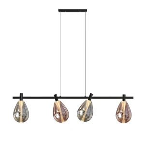 Candellux lampa wisząca czarna 4x5W G9 z kloszami dymionymi i miedzianymi