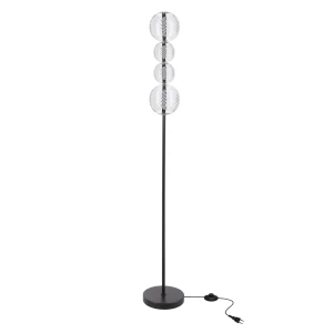 Candellux lampa podłogowa Playa czarna 15W LED 3000K kula szklana