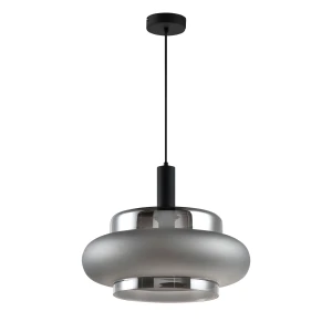 Candellux lampa wisząca Brizi czarna 1x40W E27 klosz dymiony