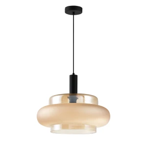 Candellux lampa wisząca Brizi czarna z bursztynowym kloszem 1x40W E27