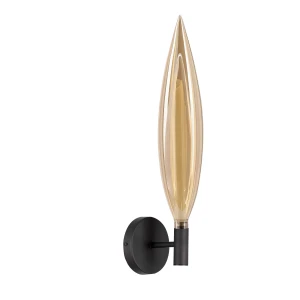 Candellux kinkiet Nordic czarny 1x5W z bursztynowym kloszem