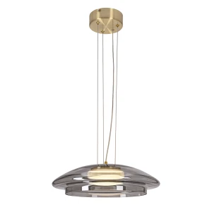 Candellux Ombre 34 lampa wisząca satynowy złoty z dymionym kloszem