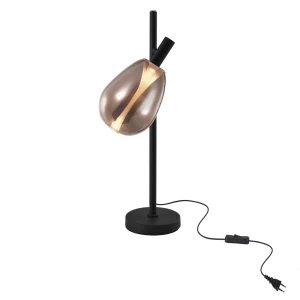 Candellux lampka stołowa DENSO czarna z miedzianym kloszem G9