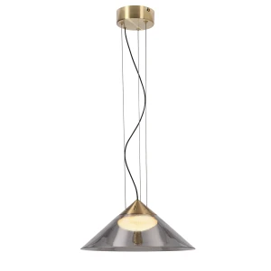 Candellux Presto 34 lampa wisząca satynowy złoty z dymionym kloszem
