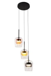 Candellux lampa wisząca Glaxi 3-punktowa czarna z kolorowymi kloszami