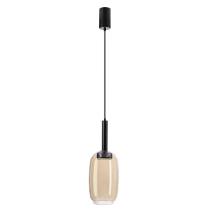 Candellux lampa wisząca Bueno czarna z bursztynowym kloszem 1x9W GX53
