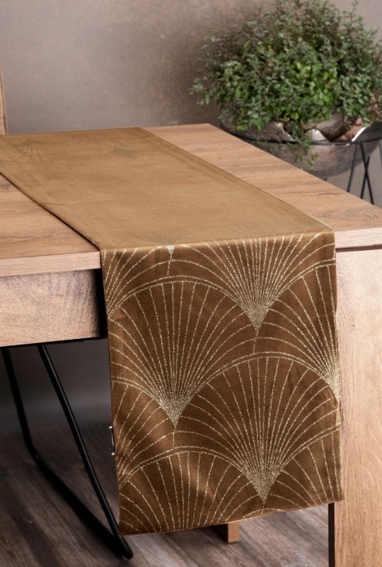 OBRUS WELUR VELVET BIEŻNIK 35 X 180 CM BRĄZOWY