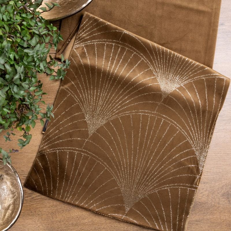OBRUS WELUR VELVET BIEŻNIK 35 X 180 CM BRĄZOWY