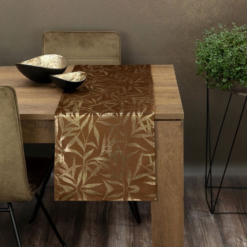 OBRUS WELUR VELVET BIEŻNIK 35 X 180 CM BRĄZOWY