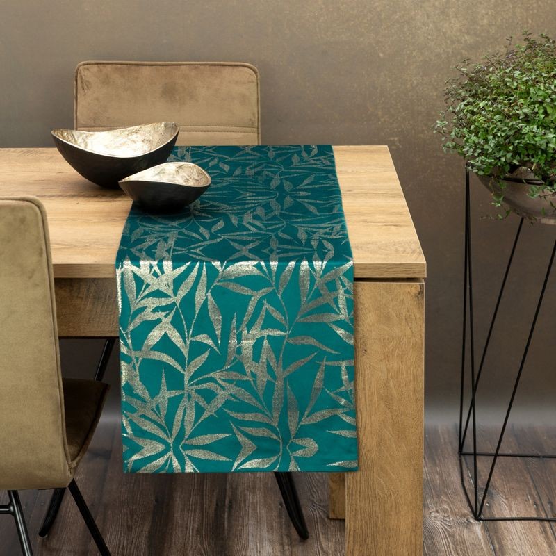 OBRUS WELUR VELVET BIEŻNIK 35 X 180 CM C.TURKUSOWY