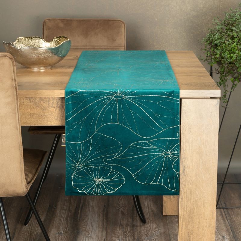 OBRUS WELUR VELVET BIEŻNIK 35 X 180 CM C.TURKUSOWY