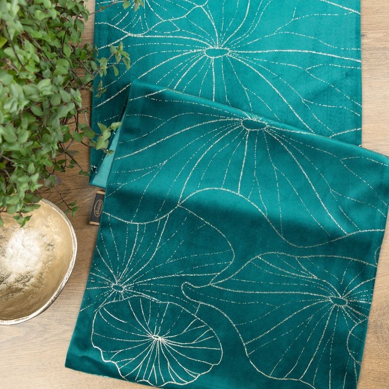 OBRUS WELUR VELVET BIEŻNIK 35 X 180 CM C.TURKUSOWY
