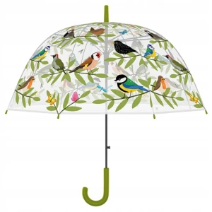 Parasol transparentny Wzór ptaki 83 cm Automatyczny Parasolka Esschert