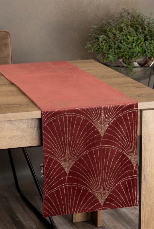 OBRUS WELUR VELVET BIEŻNIK 35 X 180 CM CEGLANY