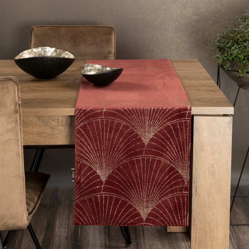 OBRUS WELUR VELVET BIEŻNIK 35 X 180 CM CEGLANY