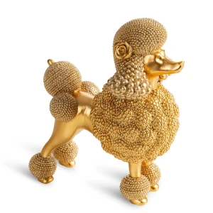 Złota figurka pudla 17x9x19 cm Eurofirany pies dekoracyjny