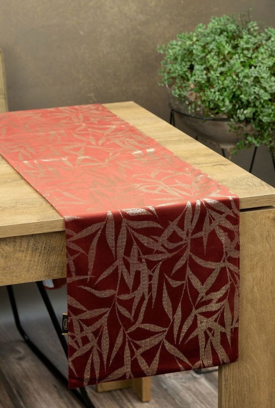 OBRUS WELUR VELVET BIEŻNIK 35 X 180 CM CEGLANY