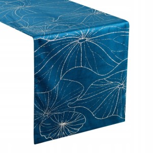 OBRUS WELUR VELVET BIEŻNIK 35 X 180 CM GRANATOWY