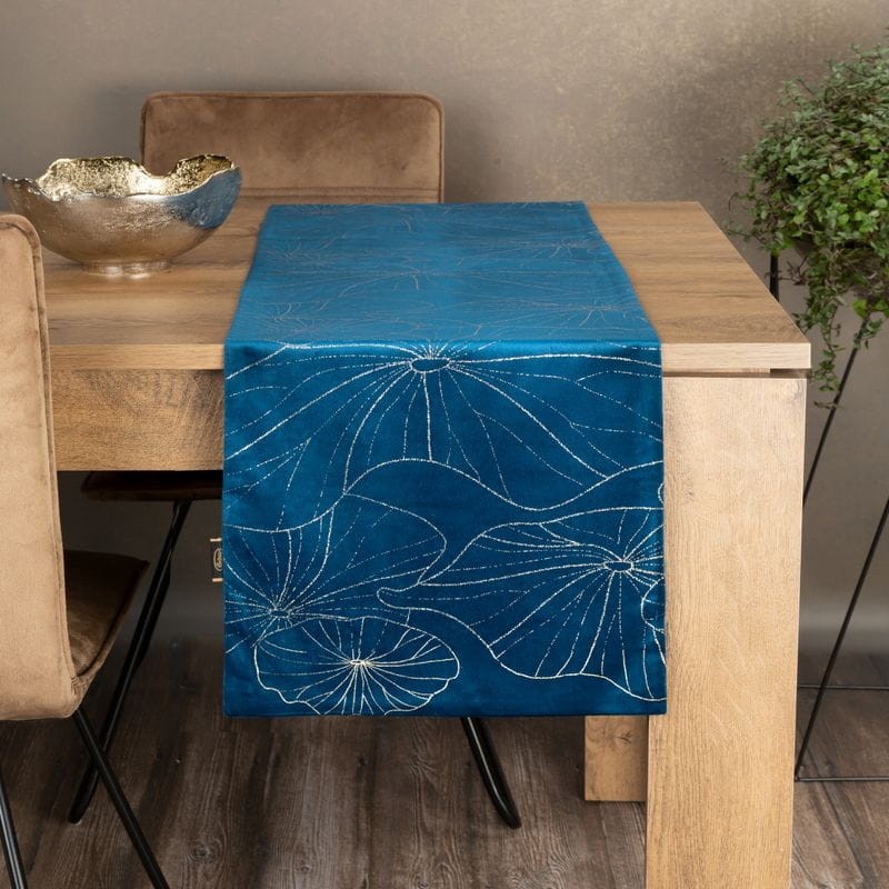 OBRUS WELUR VELVET BIEŻNIK 35 X 180 CM GRANATOWY