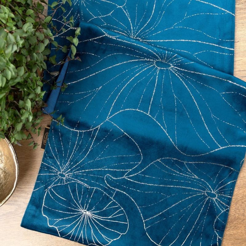 OBRUS WELUR VELVET BIEŻNIK 35 X 180 CM GRANATOWY