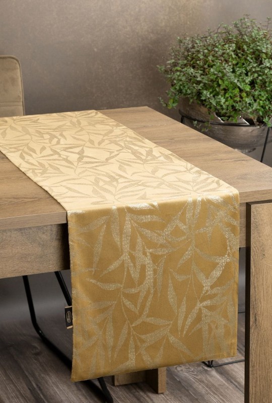 OBRUS WELUR VELVET BIEŻNIK 35 X 180 CM ZŁOTY