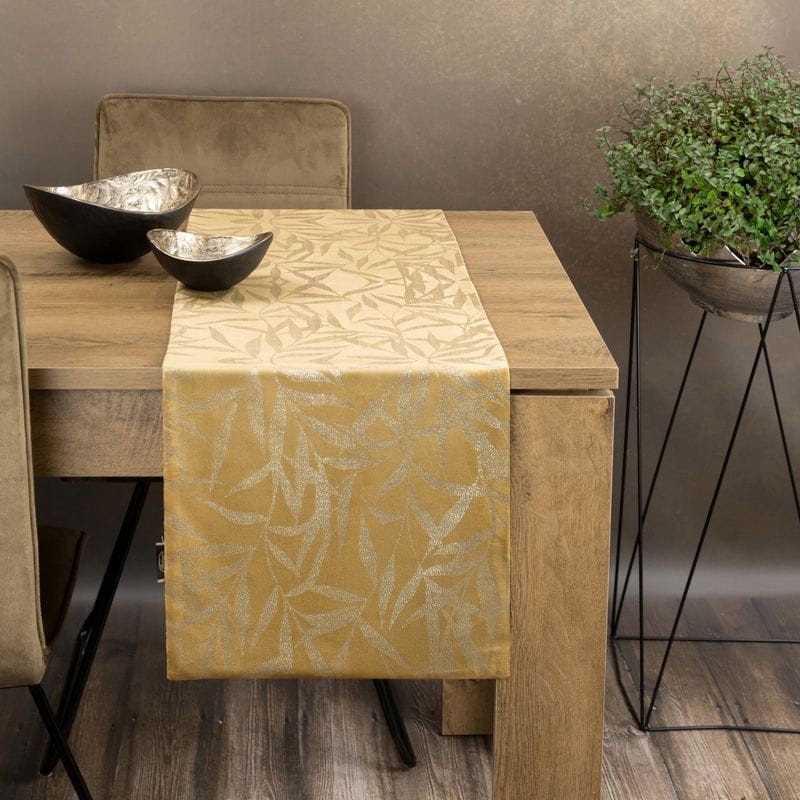 OBRUS WELUR VELVET BIEŻNIK 35 X 180 CM ZŁOTY