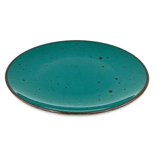 Talerz płytki 28 cm Alumina Bogucice w turkusie z ciemnym nakrapianiem
