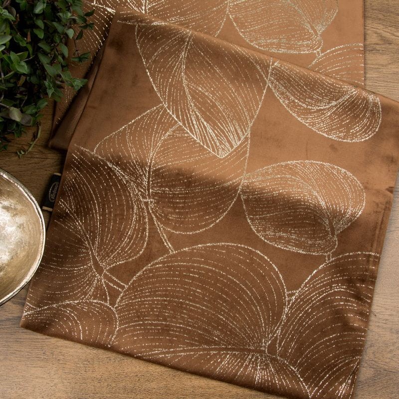 OBRUS WELUR VELVET BIEŻNIK 35X180 CM BRĄZOWY