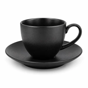 Filiżanka ze spodkiem czarna Bogucice Terra Black porcelana 300 ml