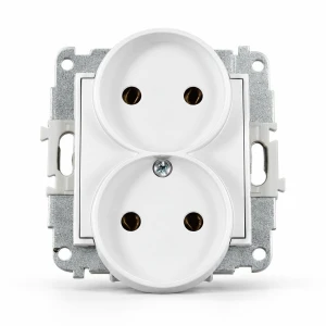 Mechanizm gniazda podwójnego do ramki bez uziemienia 2x2P (bez przesłon torów prądowych) Karlik MINI biały MGPR-2