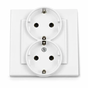 Gniazdo podwójne z uziemieniem SCHUKO 2x(2P+Z) (bez przesłon torów prądowych) Karlik MINI biały MGP-2s