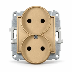 Mechanizm gniazda podwójnego do ramki bez uziemienia 2x2P (przesłony torów prądowych) Karlik MINI złoty 29MGPR-2p