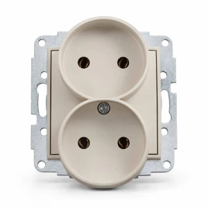 Mechanizm gniazda podwójnego do ramki bez uziemienia 2x2P (bez przesłon torów prądowych) Karlik MINI taupe 60MGPR-2
