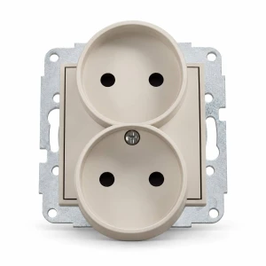 Mechanizm gniazda podwójnego do ramki bez uziemienia 2x2P (przesłony torów prądowych) Karlik MINI taupe 60MGPR-2p