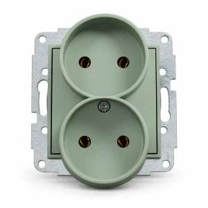 Mechanizm gniazda podwójnego do ramki bez uziemienia 2x2P (bez przesłon torów prądowych) Karlik MINI szałwiowy 61MGPR-2