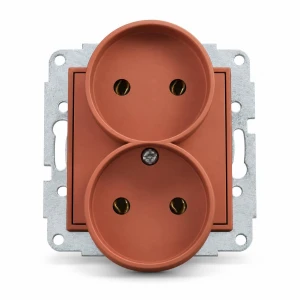 Mechanizm gniazda podwójnego do ramki bez uziemienia 2x2P (bez przesłon torów prądowych) Karlik MINI terakota 63MGPR-2
