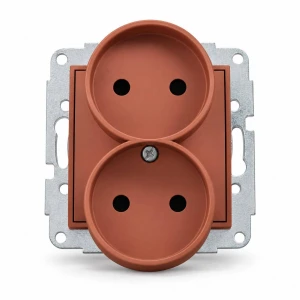 Mechanizm gniazda podwójnego do ramki bez uziemienia 2x2P (przesłony torów prądowych) Karlik MINI terakota 63MGPR-2p